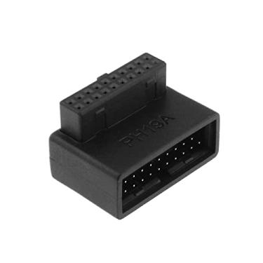 Imagem de DGZZI Adaptador USB 3.0 de 90 graus, preto, USB 3.0, 19 pinos/20 pinos, macho para fêmea, adaptador de alimentação em ângulo reto, placa-mãe angular