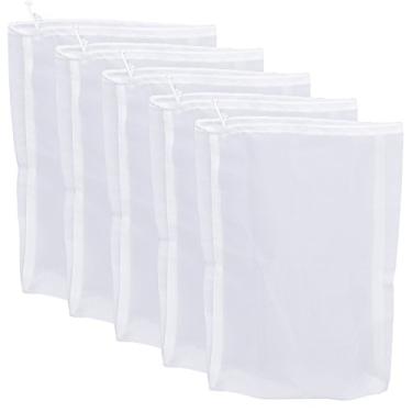 Imagem de Pinfox saco de treinamento de nylon de 75 mícrons de malha fina para coador de alimentos, bolsa de filtro de grau alimentar multiuso para leite de porca, suco, café frio, preparo doméstico, 5 Packs, 12.6" x 8.66"