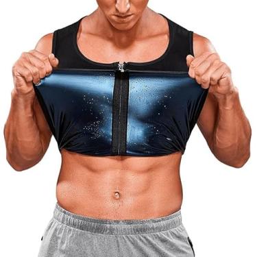 Imagem de Colete com Zíper Queima Gordura Masculino, Regata Efeito Sauna Masculino, Treino, Academia, Aumenta Suor Transpiração, Modelador para homens, Fitness (S/M)