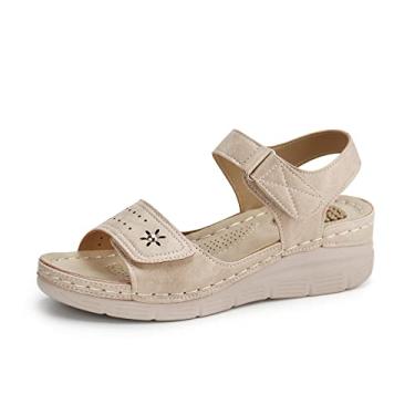 Imagem de JABASIC Sandálias femininas confortáveis ortopédicas para caminhada sandálias ortopédicas com suporte de arco, Bege, 37
