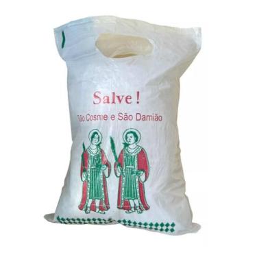 Imagem de Kit 50 Sacolas Plástica Branca 33x24  p/ São Cosme e Damião - Lynx pro