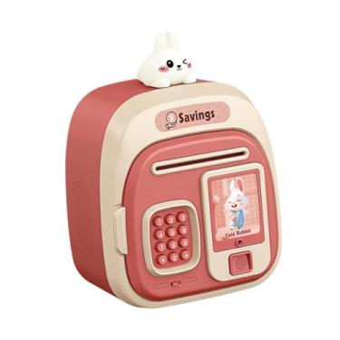 Imagem de menolana Cofrinho eletrônico grande capacidade caixa de dinheiro crianças senha depósito e retirada banco de dinheiro para meninas meninos, Rosa