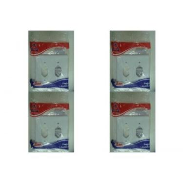 Imagem de Kit C/4 - Placa Perlex Branca 4X4 (1 Tomada+1 Tomada) 23P..., Branco