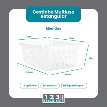 Imagem de Cesto Multiuso Organizador Pequeno 16x12x6Cm Transparente - 123 Organi