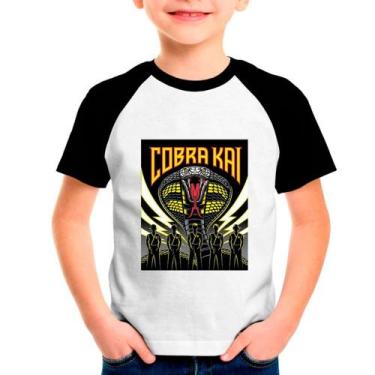 Imagem de Camiseta Raglan Infantil Cobra Kai 07 - DESIGN CAMISETAS, Preto, 12