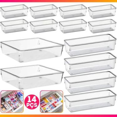 Imagem de Kit Organizador Multiuso Modular Gavetas Acrílico Maquiagem Escritório