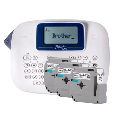 Imagem de Rotulador Brother Eletronico Portatil Branco com 3 Fitas - PTM95WTBP