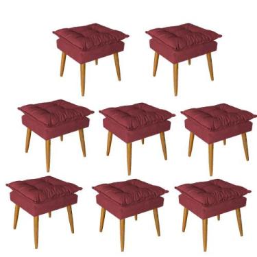 Imagem de Kit 08 Puff Puf Banqueta Opala Para Quarto Sala Recepção Suede Vermelh