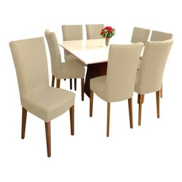 Imagem de Kit 8 Capas de Cadeiras Sala de Jantar Em Malha Lavável 100% Poliéster