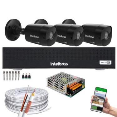 Imagem de Kit Cftv 3 Cameras 1220 Bullet Black Full Hd + Dvr Mhdx 3004-C - Intel