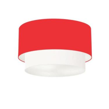 Imagem de Plafon Duplo Cilíndrico Vivare Md-3045 Cúpula Tecido 40x35cm - Bivolt,