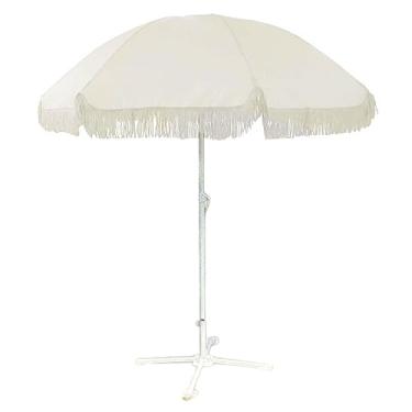 Imagem de Guarda-chuva de jardim Guarda-chuva de pátio com borla, ajuste de inclinação, guarda-chuva de mesa, guarda-sol portátil, guarda-chuva de praia, com base cruzada Base preenchível