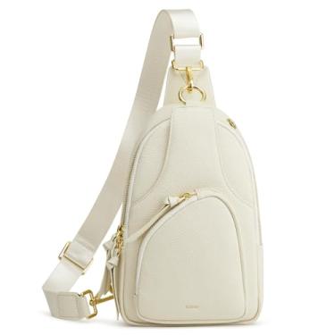 Imagem de Kattee Bolsa tiracolo feminina, pochete de couro para mulheres, bolsa tiracolo pequena, com bloqueio RIFD, Bege, Small, Moderno, simples e diário