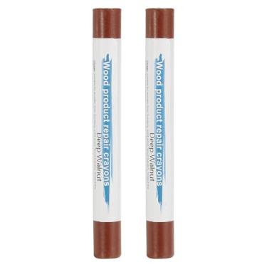 Imagem de PATIKIL Giz de cera para reparo de móveis, 2 peças de bastões de enchimento de madeira de cera de cera de madeira para arranhões Mesas de buracos de piso de madeira, nogueira escura