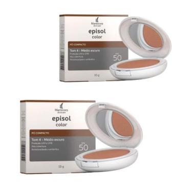 Imagem de Kit 2 Protetor Solar Episol Color FPS 50 Pó Compacto Cor Tom 4 Médio E