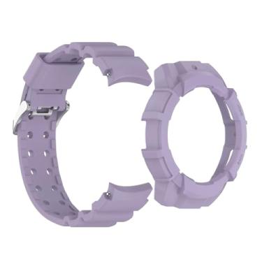 Imagem de SAAWEE Capa de silicone para samsung galaxy watch 7 fit watch7 40mm 44mm capa protetora armadura pulseira 2 em 1(Purple,Watch7 40mm)