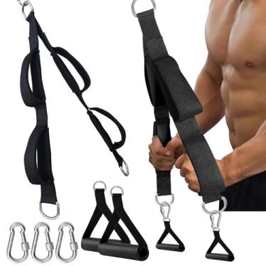 Imagem de CUVUNUBY Acessório de cabo de corda de tríceps para academia, 3 comprimentos em 1, alça de tríceps com alças destacáveis, acessório de corda multitreino para máquina de cabos, acessório de puxar para