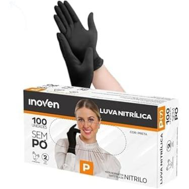 Imagem de Luvas Descartável Nitrílica Preta Látex Sem Pó 100 Peças
