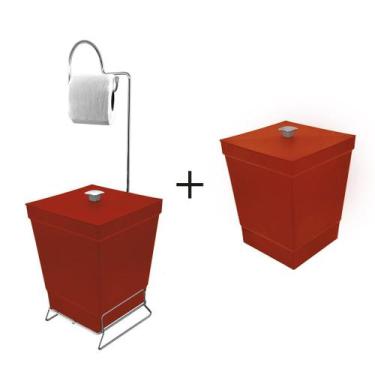 Imagem de Kit Lixeira com Suporte de Papel Higiênico + Lixeira Individual - Stol