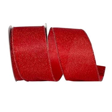 Imagem de Reliant Ribbon Fita de borda metálica brilhante brilhante com fio, vermelha