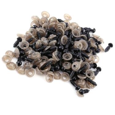 Imagem de Olhos de Olhos Seguros Dollo de Olhos PLA 100pcs Olhos de Boneca de Plástico Pretos para Brinquedos de Ursinho de Pelúcia Acessório Artesanal de Feltro de Animais DIY 8mm Estão Experimentando Qualidade Desmatada Criada por Olhos de Bricolage (6mm) (8mm)