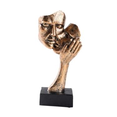 Imagem de FLCPJGV Abstrato de casal escultura, estatueta de amor, estátua de beijando amante para presente romântico interno para namorada, Colorido de Latão