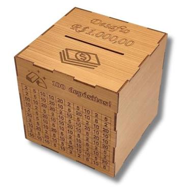 Imagem de Cofrinho Cofre Economize Com O Método Japonês Desafio Cofre - Mdf Stor