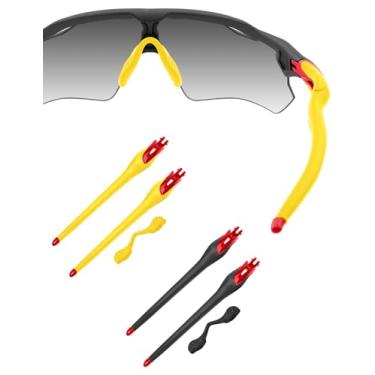 Imagem de HILEEN Hastes vermelhas de substituição para óculos de sol Oakley Radar EV Path Pitch Advancer - preto + amarelo