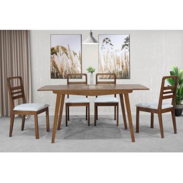 Imagem de Conjunto Sala De Jantar Mesa Extensível 113x164cm Tampo Madei