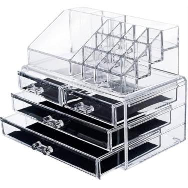 Imagem de Organizador Maquiagem Caixa Acrílico Transparente Portátil,Apropriado para cosméticos, joia e todos os tipos do armazenamento dos artigos