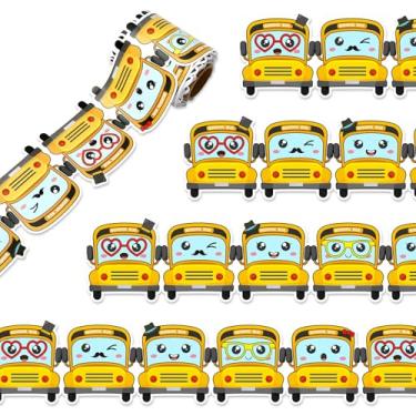Imagem de Whaline Bordas de quadro de avisos de ônibus escolar de 10 m, lindo desenho animado amarelo, acabamento de borda enrolada para decoração de lousa de festa de volta às aulas