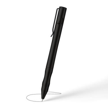 Imagem de Origin-Joy Conjunto de 2 canetas de aço inoxidável Bolt Action, canetas táticas de gel de bolso EDC resistentes com 8 refis esferográficas (jateamento de areia preto)