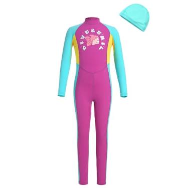 Imagem de IBTOM CASTLE Roupa de mergulho infantil para meninos e meninas, roupa de banho de corpo inteiro de manga comprida com touca de natação para adolescentes em água fria para natação, surfe, mergulho