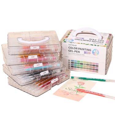 Imagem de KsopiaVobs Canetas de gel de ponta de agulha de 0,6 mm com caixa de armazenamento, conjunto de 45 canetas de gel coloridas para livros de colorir para adultos, marcador de gel para fazer cartões