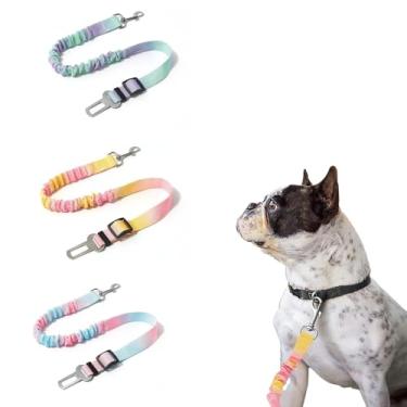 Imagem de Cinturão de São de Cães 3PCS Ajustable para o Veículo,Retractable Dog Car Harness,Cinturão de Segurança para Animais de estimação com Bungee Elastic,Secure Leash for All Breeds