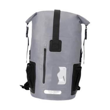Imagem de Pegciuho Mochila seca com tampa de enrolar à prova d'água de 55L, bolsa seca de 33x58 cm, design ergonômico de PVC para passeios de barco, vela, leve e, Cinza