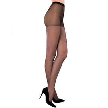 Imagem de Meia-Calça Lupo Fio 15 Poá  Conforto e Estilo Feminino 5687, GG, Preto