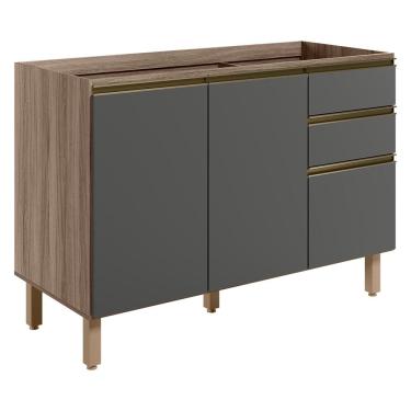 Imagem de Balcao Para Pia 2P 3G 120cm MDF Kali 16417 Carvalho Toq Chumb0 Nicioli