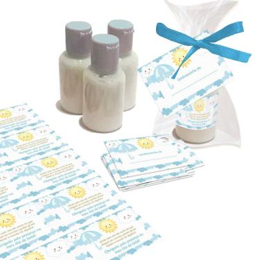 Imagem de Kit 10 de Lembrancinhas Mini hidratante Chuva de amor Para Aniversários Mesversário Chá Revelação e Eventos	