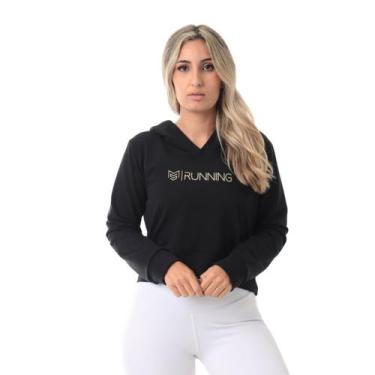 Imagem de Casaco Cropped Feminino Moletom com capuz Running - Sallada Mista, Pre