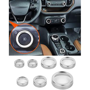 Imagem de Savadicar CKT02 Conjuntos de acabamento de botão de controle de alumínio, farol / 4WD/HVAC biséis de controle climático, ar-condicionado/capa de interruptor de rádio para Ford Bronco Sport 2021-2025,