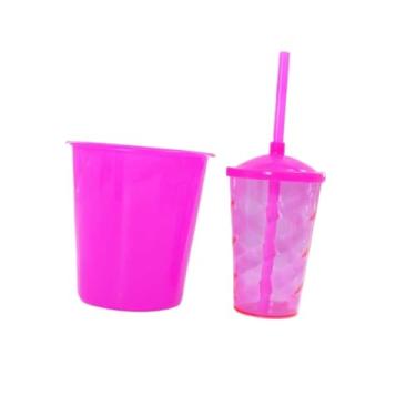Imagem de 20 Kits Cineminha Balde 1 Litro +copo Twister 400ml Translúcido Art Milly (PINK TRANSLÚCIDO)