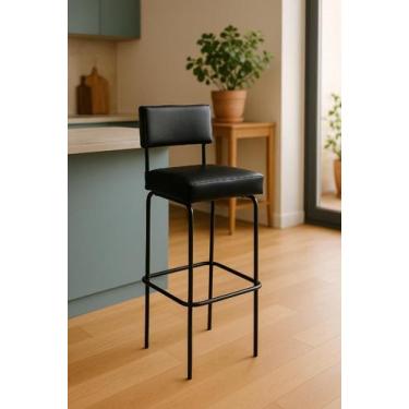 Imagem de Banqueta Tiffany Para Balcão Ferro Estofado Estilo Industrial preto - 