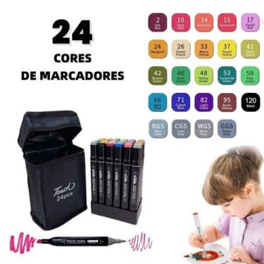 Imagem de Kit 24/36/48 Canetas Canetinhas Aquarela ponta dupla Ideal para pintar