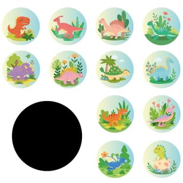 Imagem de 24 Peças Adesivos para Treinamento de Penico, Reutilizáveis Adesivos Vaso Sanitário Coloridos Assento de Banheiro Material Educacional Infantil para Crianças (Dinossauro)