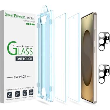 Imagem de Película amFilm OneTouch, para Samsung Galaxy S25 Ultra de 6,9 polegadas, Vidro temperado, Sem bolhas, Instalação em 30 Segundos, Antiarranhões, 2 Unidades