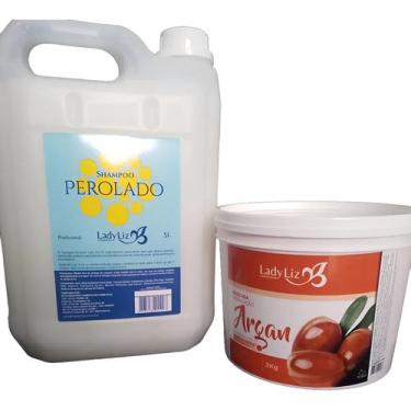 Imagem de Kit lavatório Shampoo 5lt + Máscara Hidratação argan 2k - Lady liz