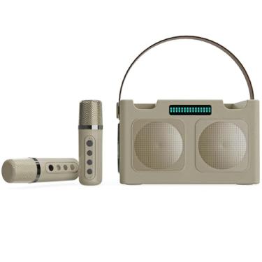 Imagem de Alto-falante de karaokê tudo-em-um: design leve e portátil com áudio de 4 unidades de nível de concerto, efeitos LED sincronizados com música e conexão estável de 10 m - Máquina de dueto perfeita