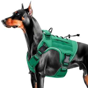 Imagem de Peitoral tático resistente para cães grandes, colete refletivo ajustável sem puxão com sistema Molle, controle de nível militar K9 para treinamento de serviço, atividades ao ar livre e mais de 10