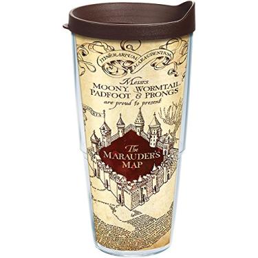 Imagem de Tervis Copo de viagem com isolamento térmico de parede dupla Harry Potter The Marauder's Map Made in USA mantém as bebidas frias e quentes, legado de 680 g, clássico